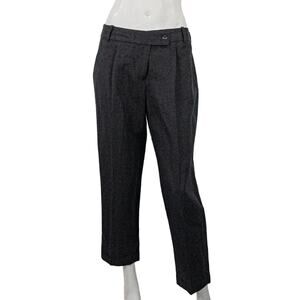 J.Crew Collection Women's Pleated Cropped Trouser Pants in Black Linen Cotton 8